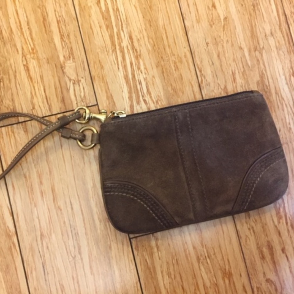 Coach Brown Suede Wristlet